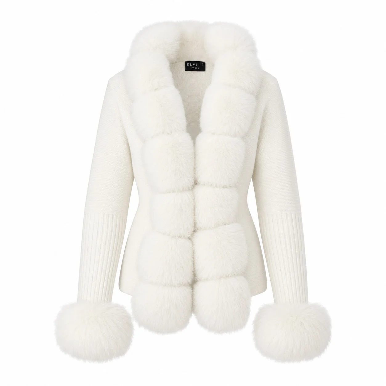 FUR TRIM KNITTED CARDIGAN