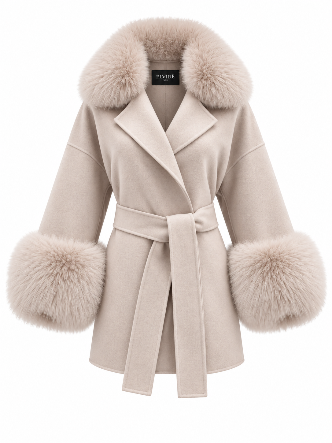 CASHMERE COAT WITH FUR CUFFS