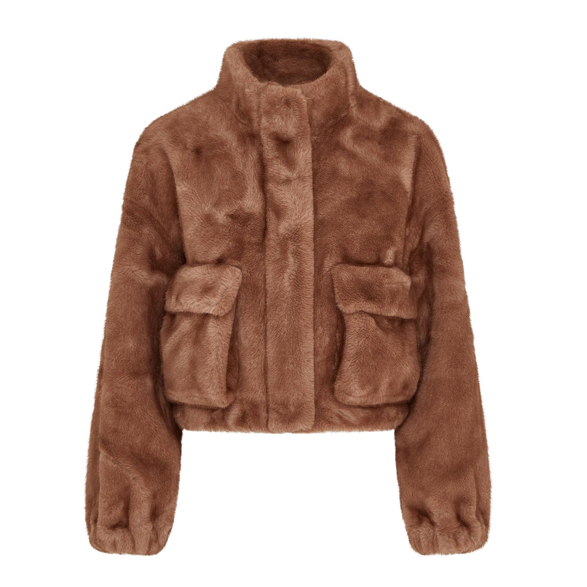 SHORT FAUX MINK JACKET WITH ZIP