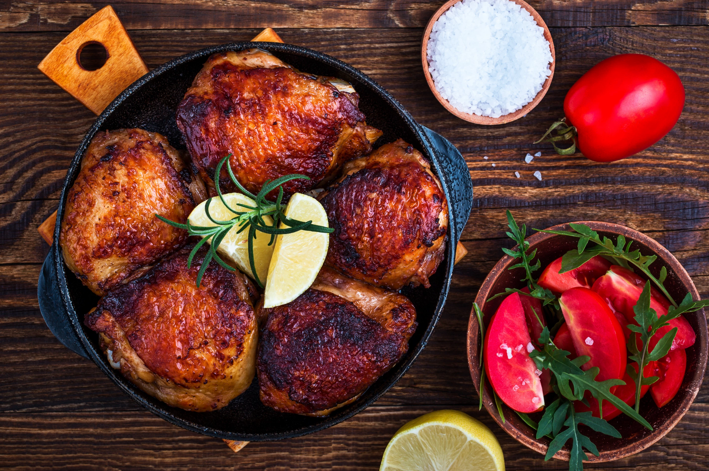 Crispy Lemon Cast Iron Skillet Chicken Thighs