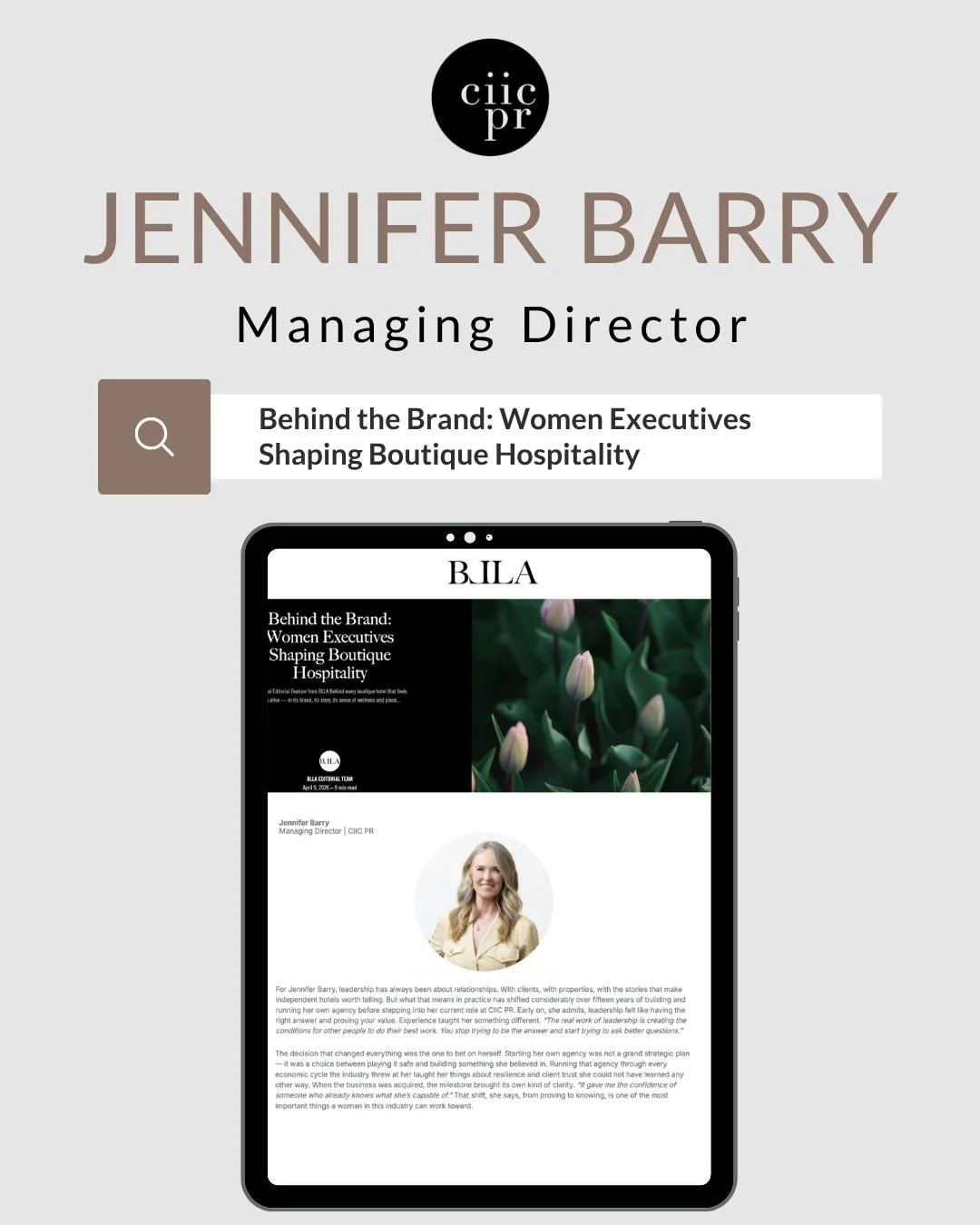 Proud to see our very own Jennifer Barry spotlighted in collaboration with Boutique &amp; Luxury Lodging Association&rsquo;s latest editorial, Behind the Brand: Women Executives Shaping Boutique Hospitality.

Grateful for the continued partnership wi
