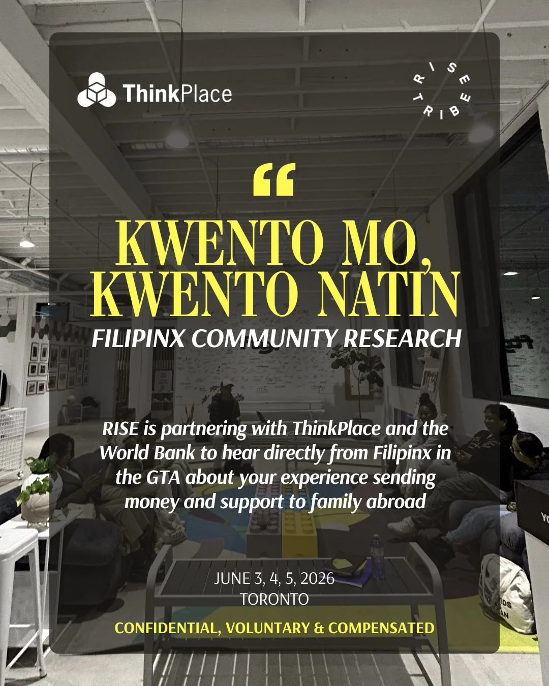 📣 KWENTO MO, KWENTO NATIN 🇵🇭

Every year, Filipinos/as/x in Canada send billions to family abroad. Behind these transfers are many different stories.

RISE wants to hear from the Filipinx community in the GTA about how you support family and loved