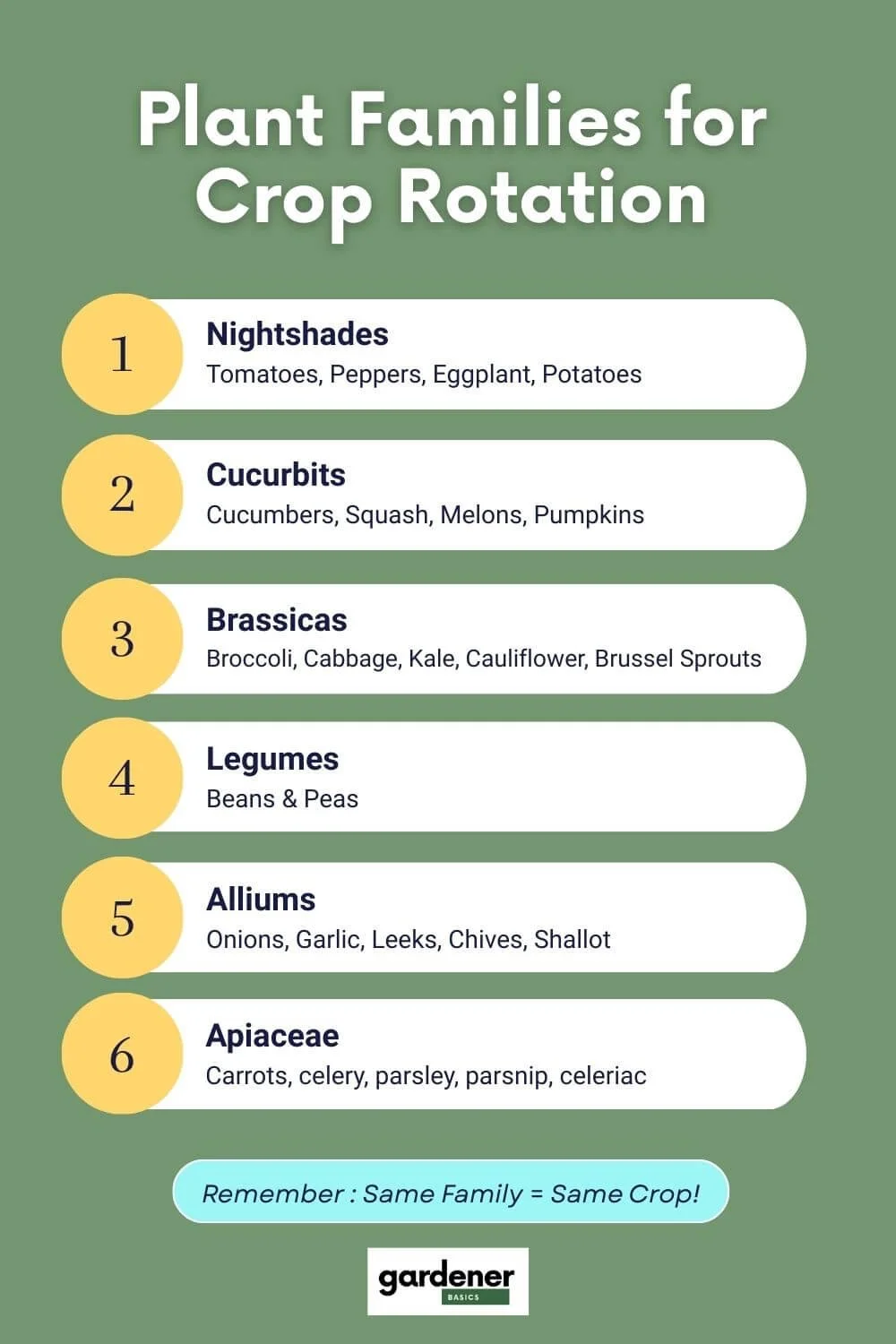 Crop Rotation Family Chart