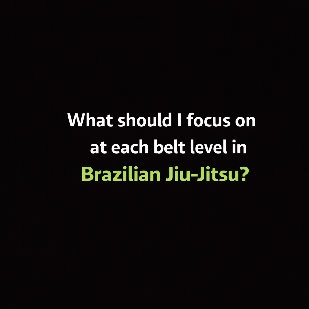      

 
    What should I focus on at each belt level in Brazilian Jiu-Jitsu?    ADULT BELT RANKING     White Belt     Learning jiu jitsu is like learning a new language. You will find yourself thinking: “How do I get on top of these guys? &nbsp;How