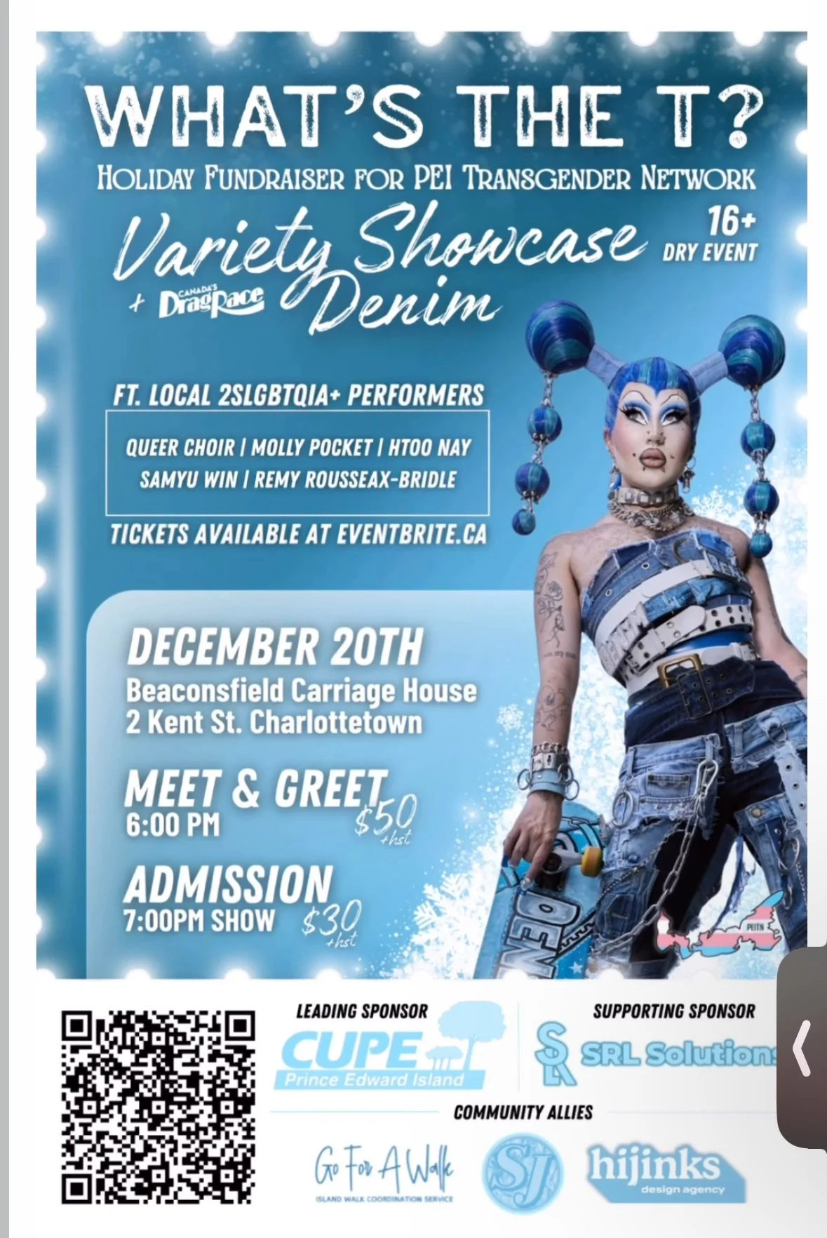 What's The T? Holiday Variety Showcase Fundraiser for PEI Transgender Network