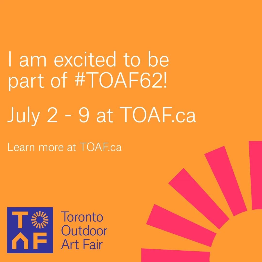 🥳🥳🥳
I&rsquo;m excited to announce that I&rsquo;ll be participating exclusively online at the Toronto Online Art Fair at TOAF.ca from July 2 - 9, 2023! 🗓

Don&rsquo;t forget to follow @torontooutdoorart and the hashtag #TOAF62 to explore this y
