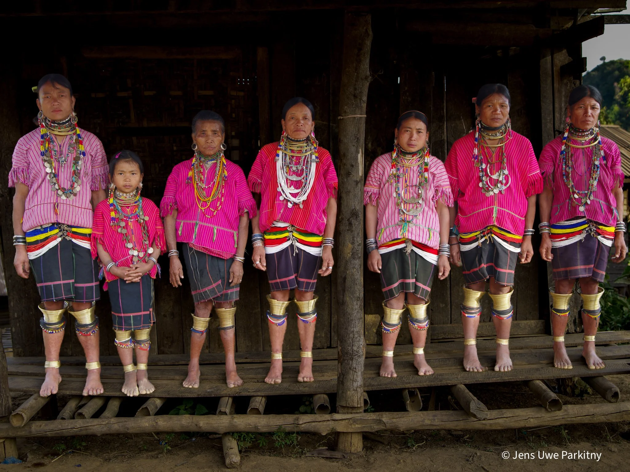 Kayaw women in the their traditional attire, Kayah State, Myanmar, January 2016