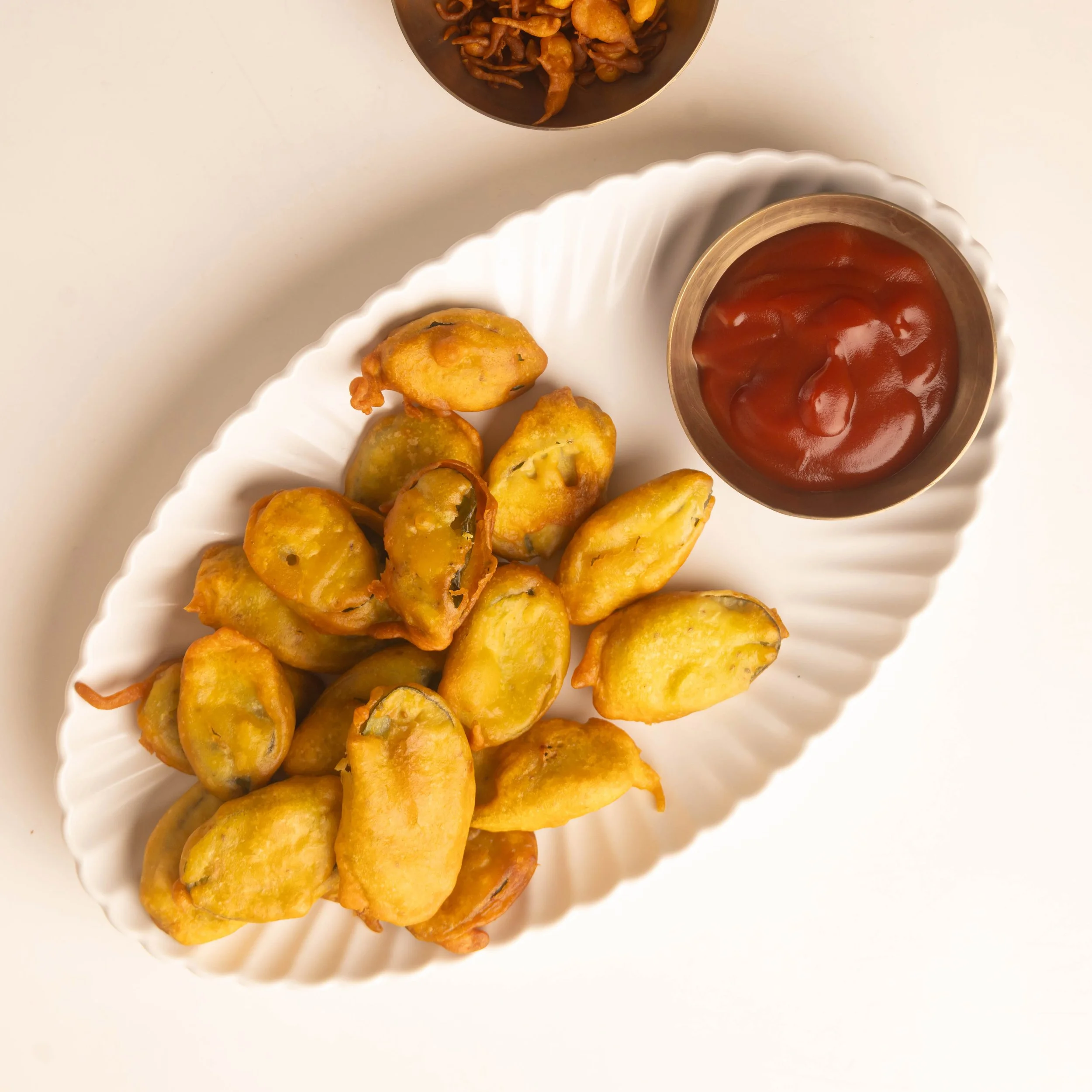 Crispy Sponge Gourd Turai Gilki Fritters Indian food snacks tea time fried