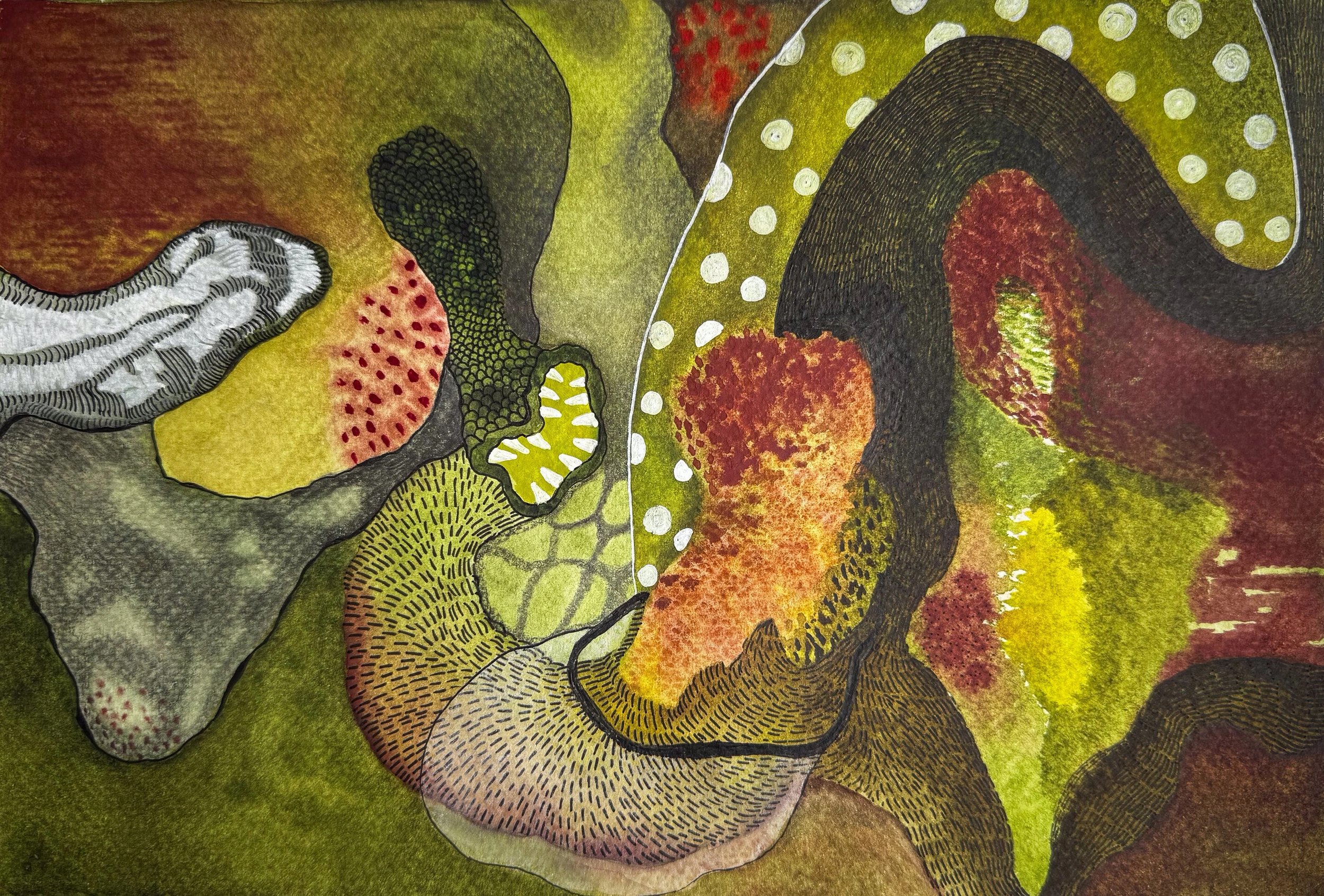 Eve's Dilemma | Watercolor and Acrylic Ink on Paper | 2025