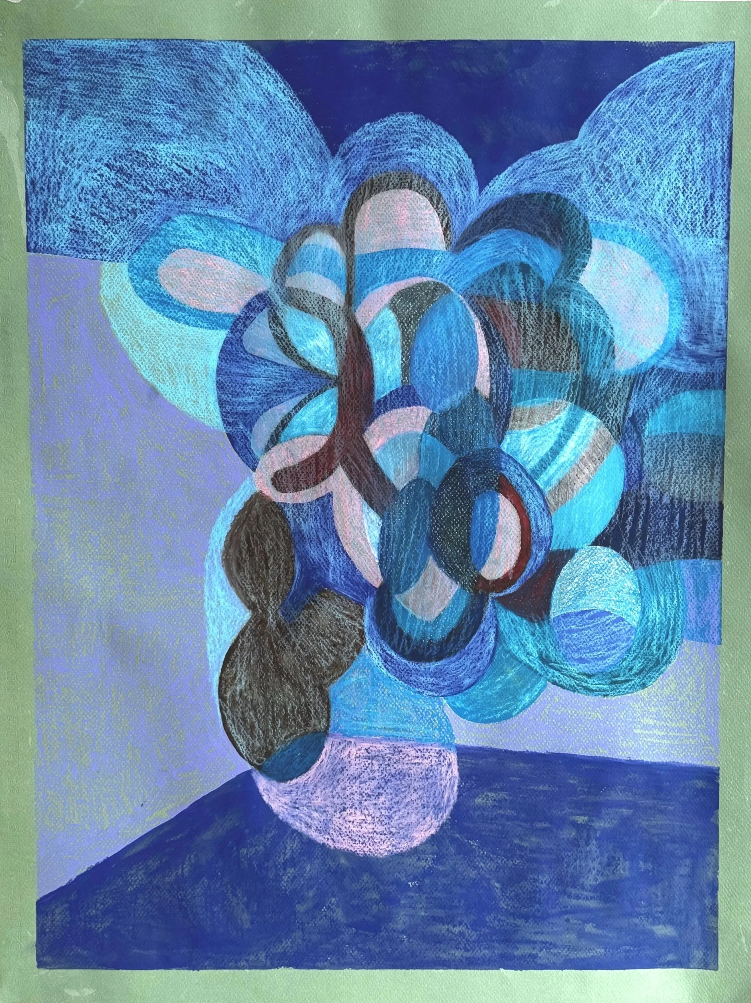 Suspended Bubbles | Wax Pastels and Water-Soluble Pastels on Colored Paper | 2026