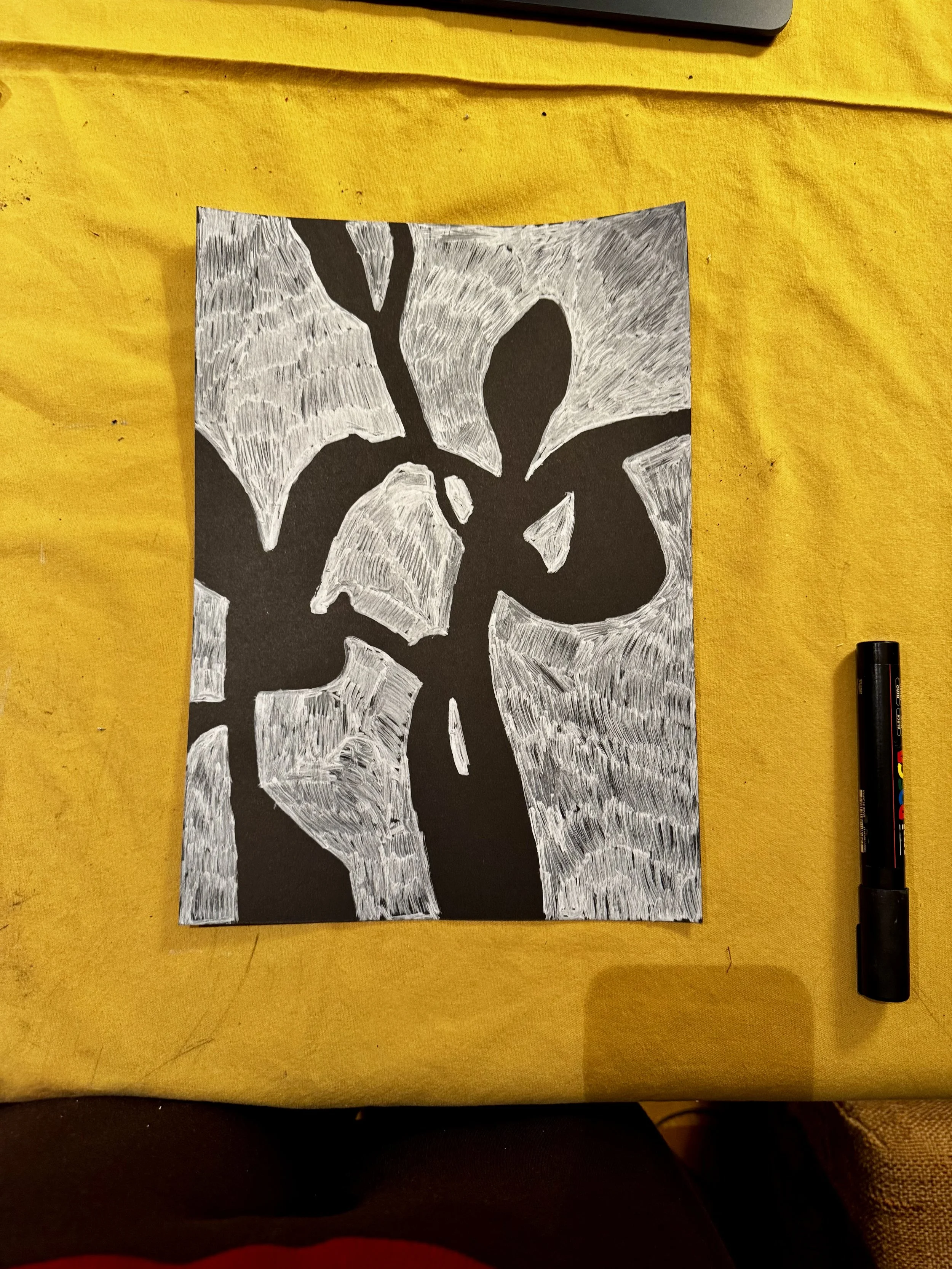 Plants (One) | POSCA Markers on Black Paper | 2026