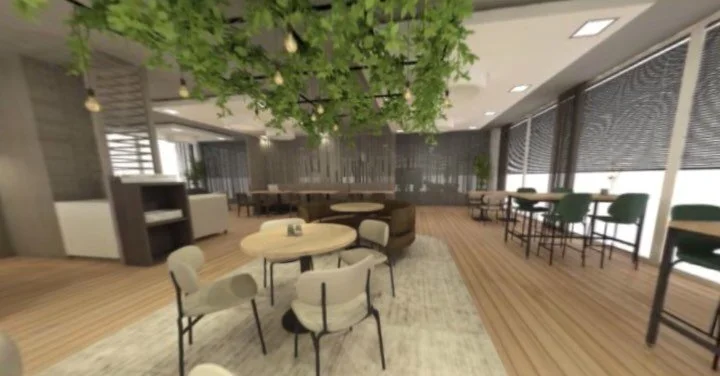 H3DWIG | Interieur Concept &amp; 3D-Ontwerp |  Definitief ontwerp met een 360 panorama video van een kantine met vergaderruimte in samenwerking met @stijlhet #weereentevredenklant #360panorama #vr #interieuradvies3d #3dconcept #render3d #horecainrich