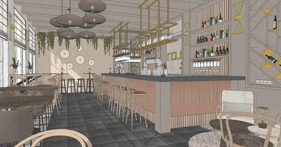 H3DWIG | Interieur Concept &amp; 3D-Ontwerp | Interieuradvies en ontwerp in schetsstijl van de bar van ML in Haarlem in samenwerking met @stijlhet #horecainterieur #horecainterieurontwerp #interieuradvies #interiordesign #norendering #sketchstyle #vi