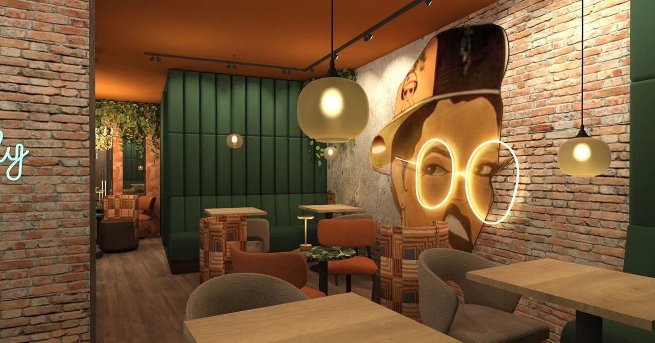 H3DWIG | Interieur Concept &amp; 3D-Ontwerp | Interieuradvies en voorlopig ontwerp van het lounge gedeelte van het stadscaf&eacute; BLIJ in Zwolle, matchend met het huidige interieur van het al bestaande restaurant, in samenwerking met @stijlhet #ora