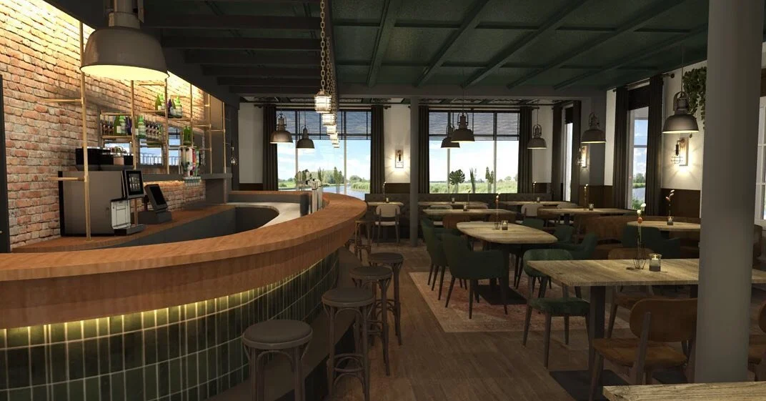 H3DWIG | Interieur Concept &amp; 3D-Ontwerp | Met weinig aanpassingen een nieuwe uitstraling cre&euml;ren, waarbij de oude sfeer behouden blijft, voor restaurant Bon in Vinkeveen. In samenwerking met @stijlhet #3dvisualisatie  #horecainrichting #inte