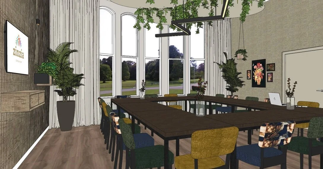 H3DWIG | Interieur Concept &amp; 3D-Ontwerp | Interieuradvies en ontwerp in schetsstijl van 1 van de vergaderzalen van zorggroep Zinzia in Wageningen in samenwerking met @amareinteriordesign  #interieurzorginstellingen #horecainterieurontwerp #interi