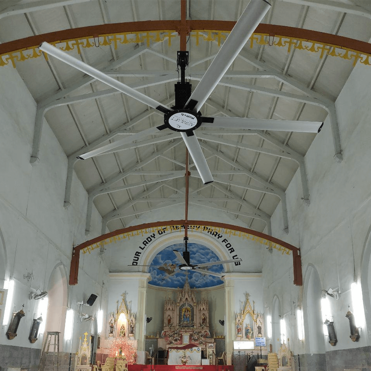 Aeroluft 16' Foot HVLS fan installed at a Church