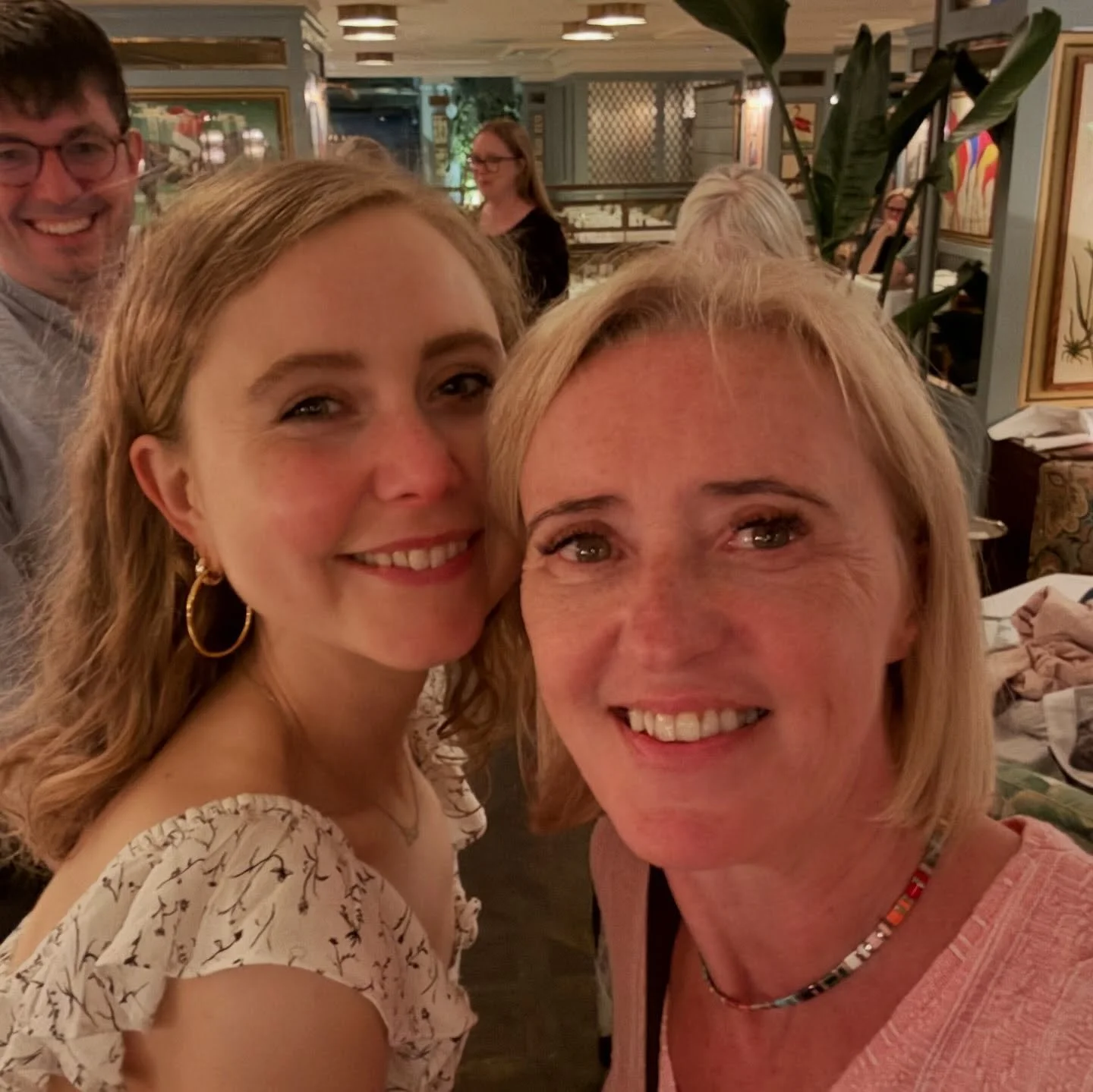 Liz with her UK publicist Rosie Safaty at dinner in Harrogate
