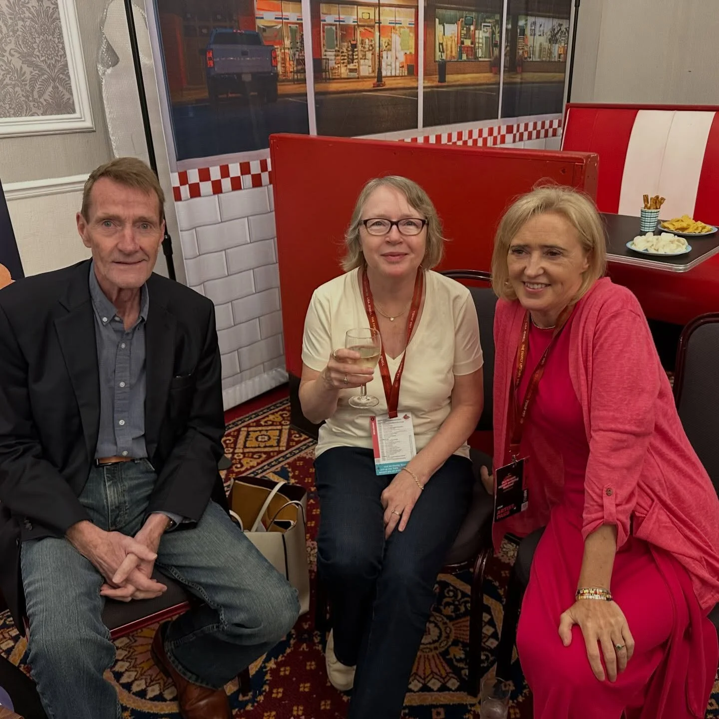 Liz with Lee Child and Shari Lapena in Harrogate
