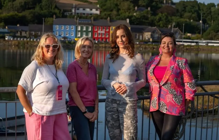 Liz with West Cork Literary Festival Director Eimear O'Herlihy, Louise O'Neill and their interviewer Esther McCarthy