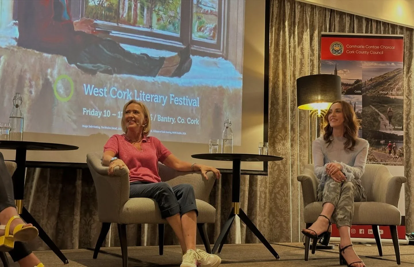 Liz & Louise on stage in the Maritime Hotel in Bantry in July