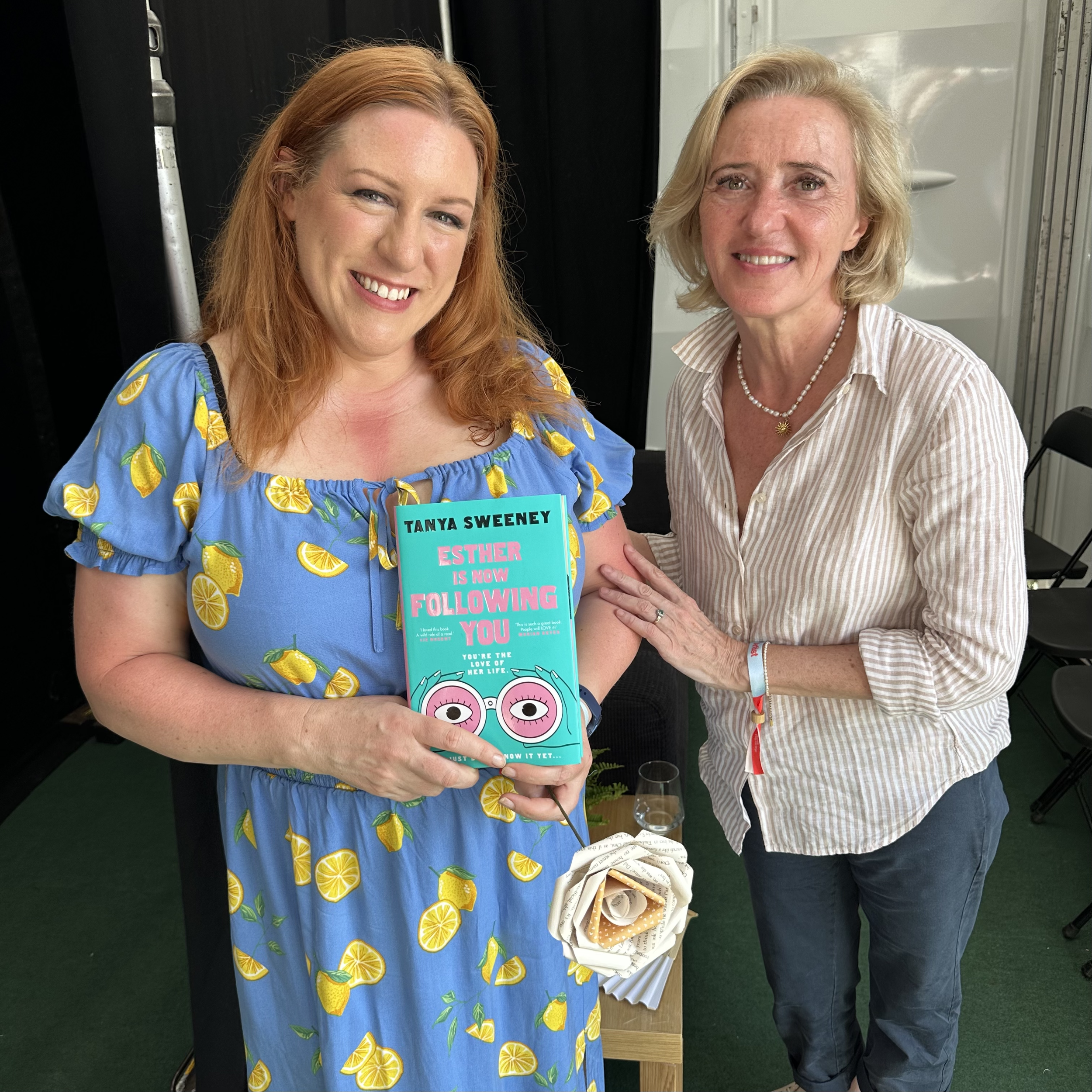 Liz and Tanya backstage at the Hay Festival in May