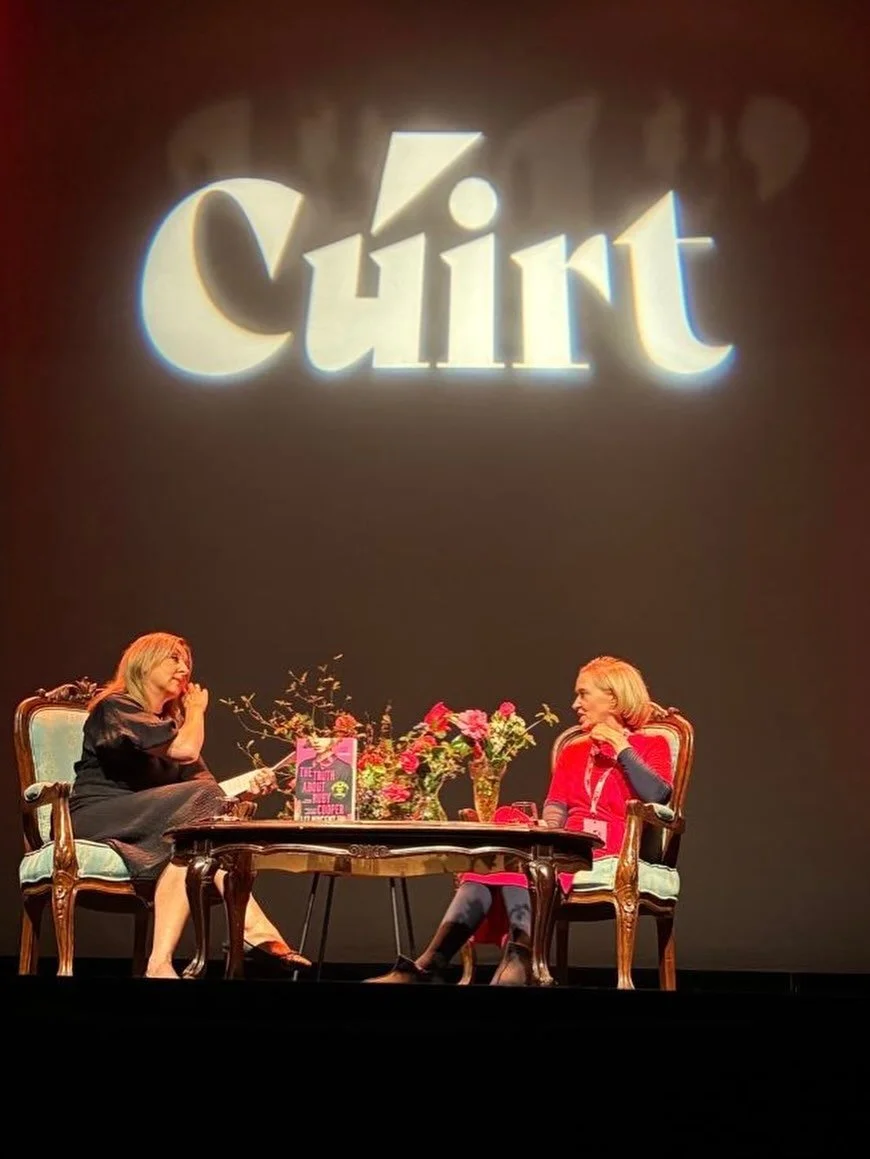 On stage at the Town Hall Theatre at the Cúirt Festival, Galway