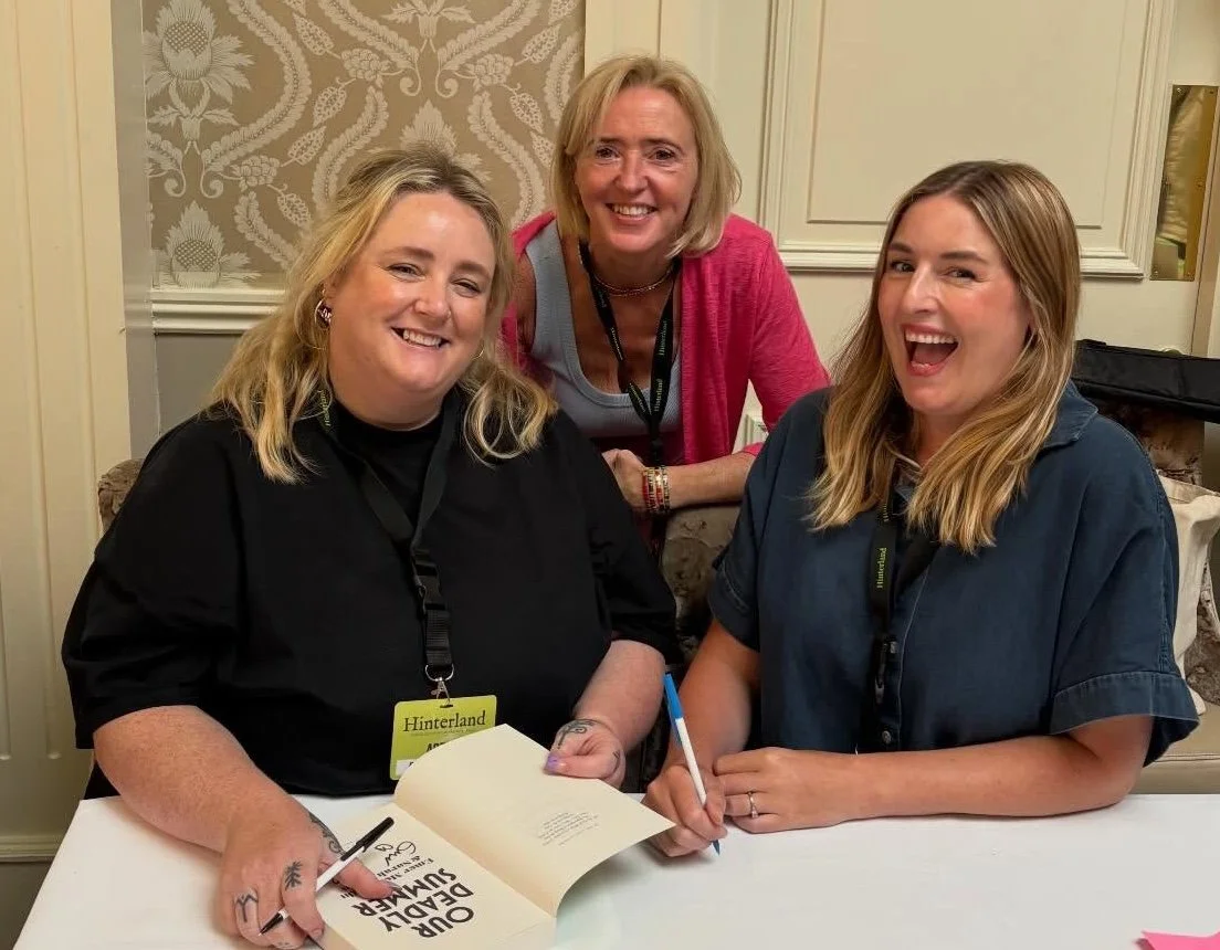 Liz getting her copy signed by Sarah Breen and Emer McLysaght in Kells in June