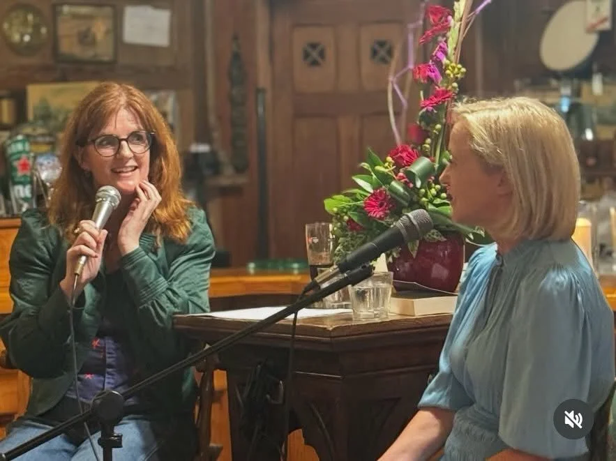 Liz talks to Carmel Stephens at the Kilteel Inn event in August