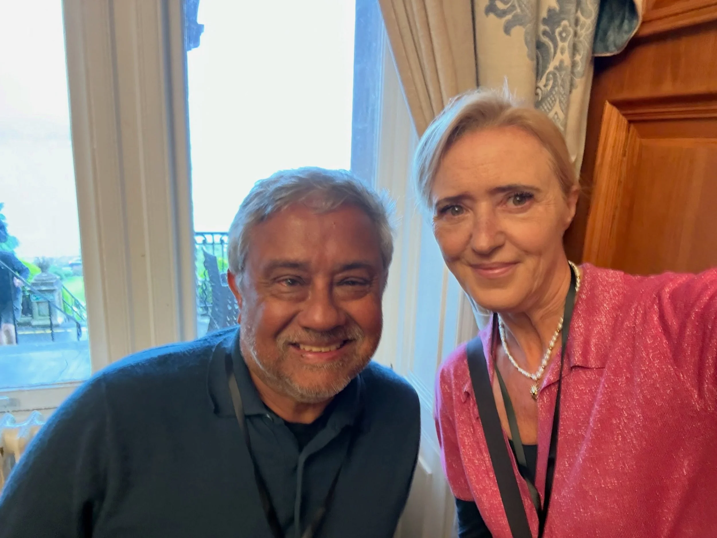 Liz with fellow crime writer Ajay Chowdhury at Bute Noir in August