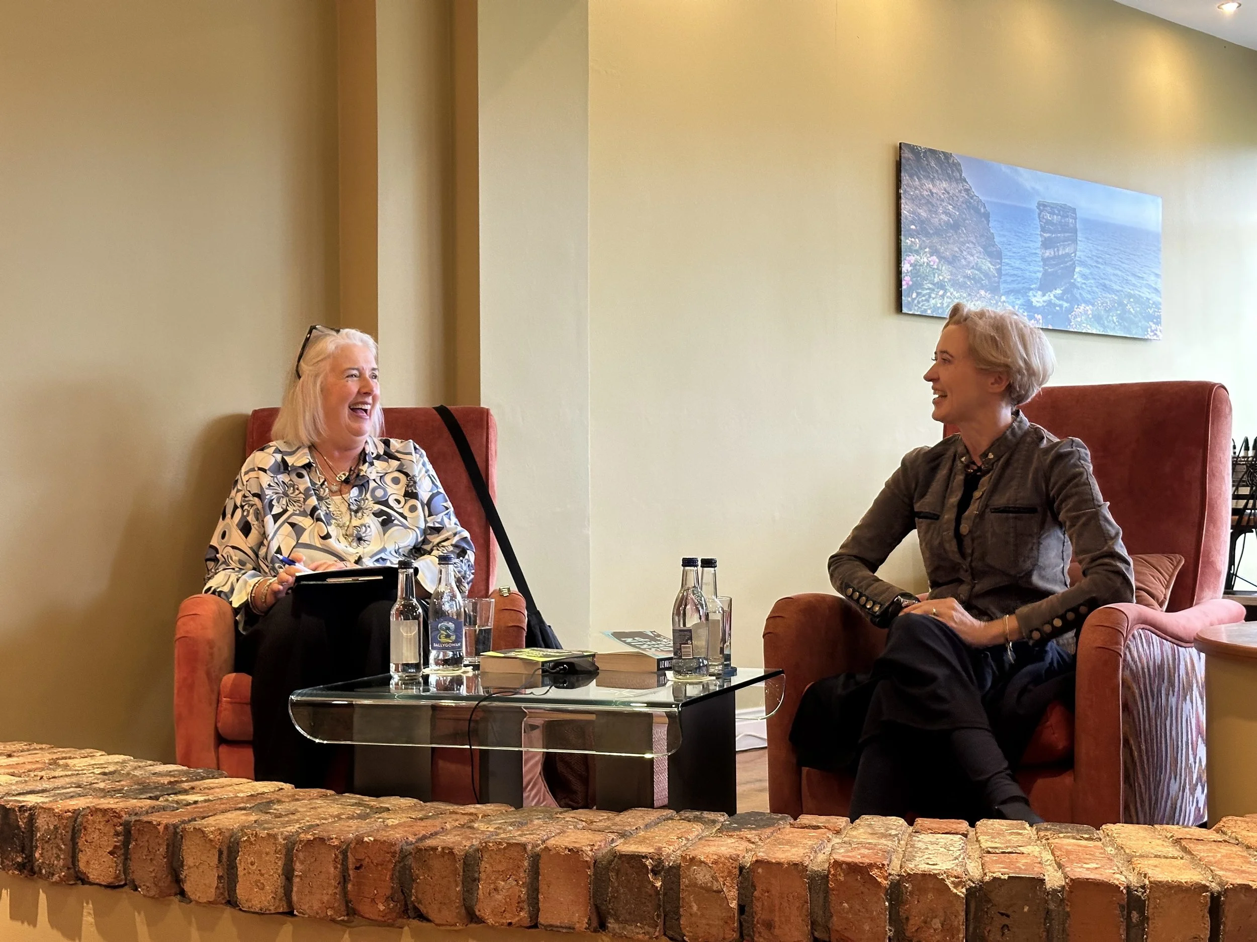 Liz talks to Barbara Scully in Westport in October 2025.