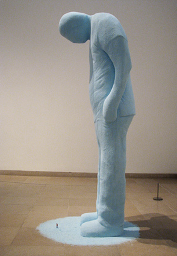 Tom Friedman, Untitled (big/small figure), 2004, styrofoam and paint.