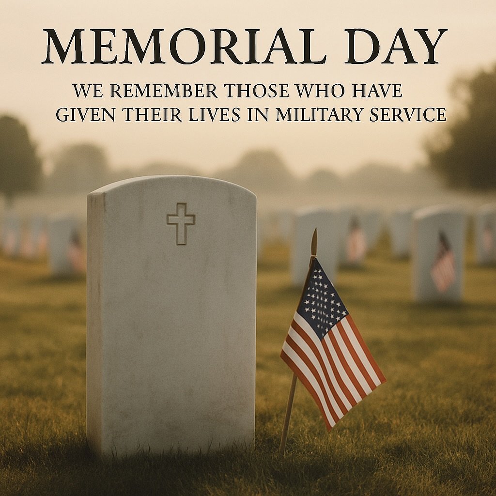 This Memorial Day, we remember those who have given their lives in military service. We grieve with those who mourn and pray for peace in our world. As followers of Jesus, we honor sacrifice, seek justice, and long for the day when swords will be bea