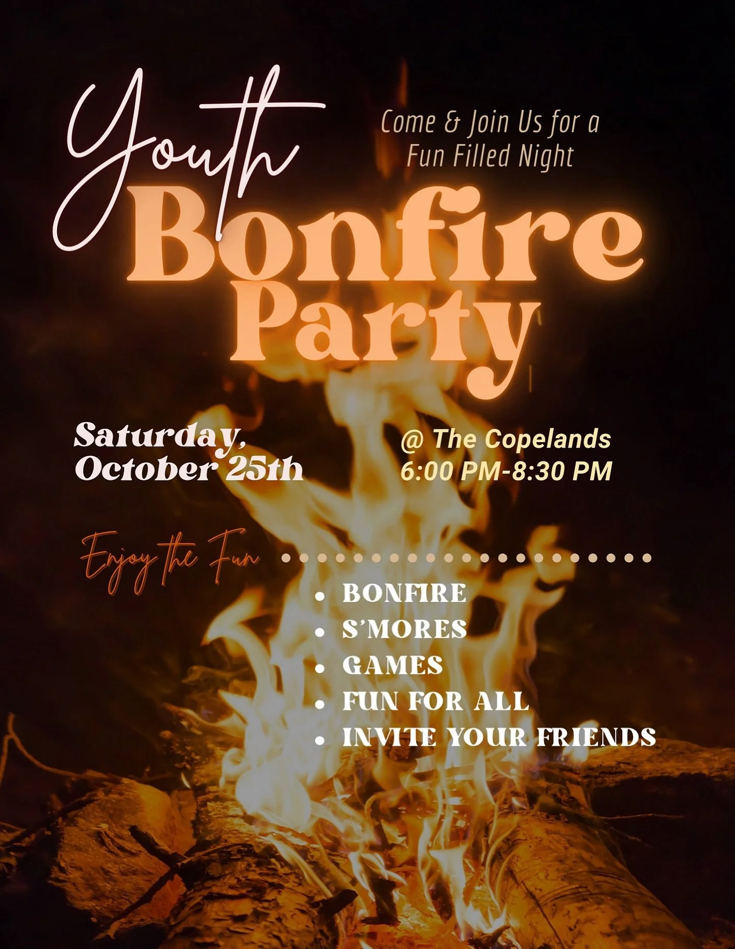 Hey youth! Invite your friends for our bonfire TONIGHT! See you there!

#youthgroup #Jesus #fun #lifehousechurch #springhilltn