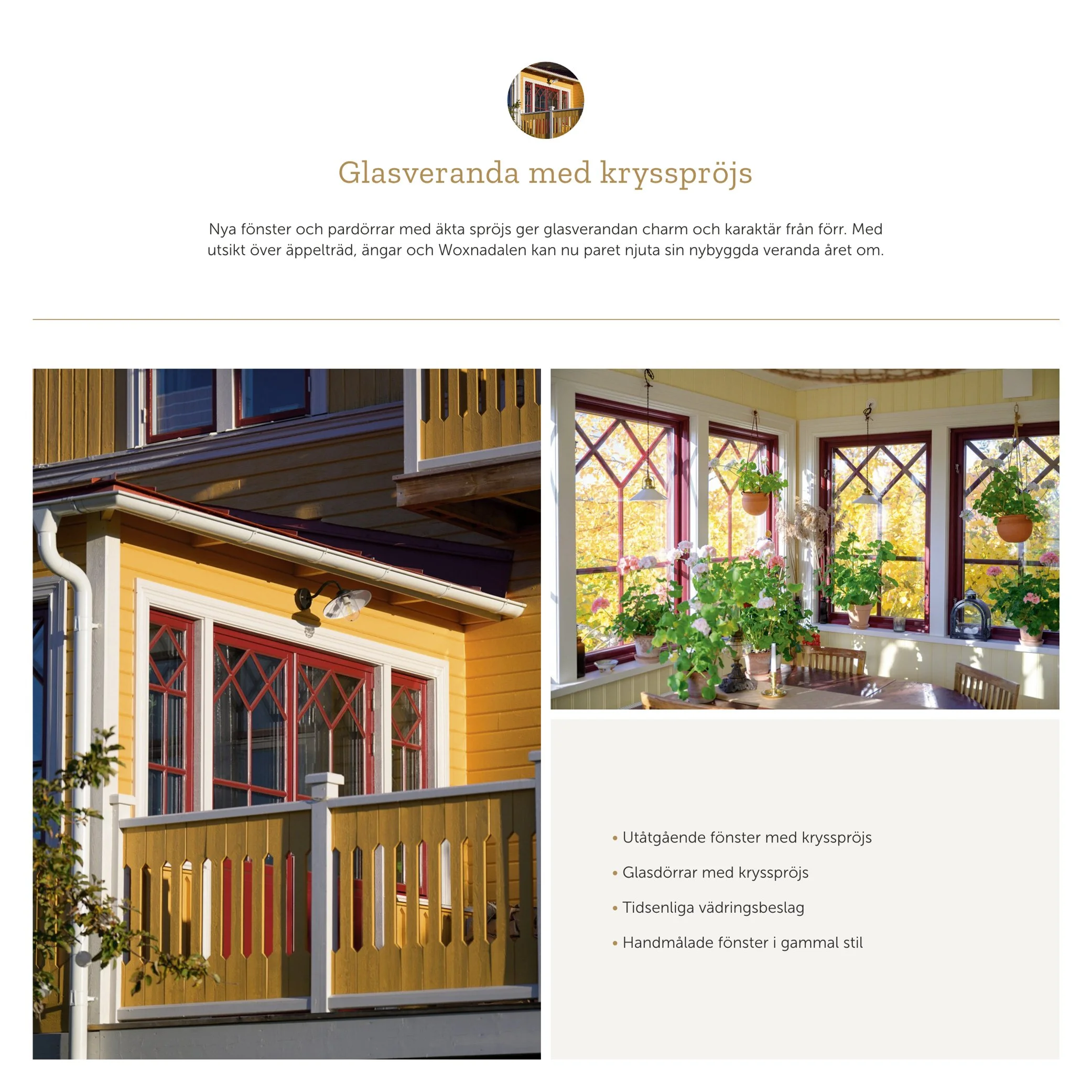KOllage med glasveranda på bild.