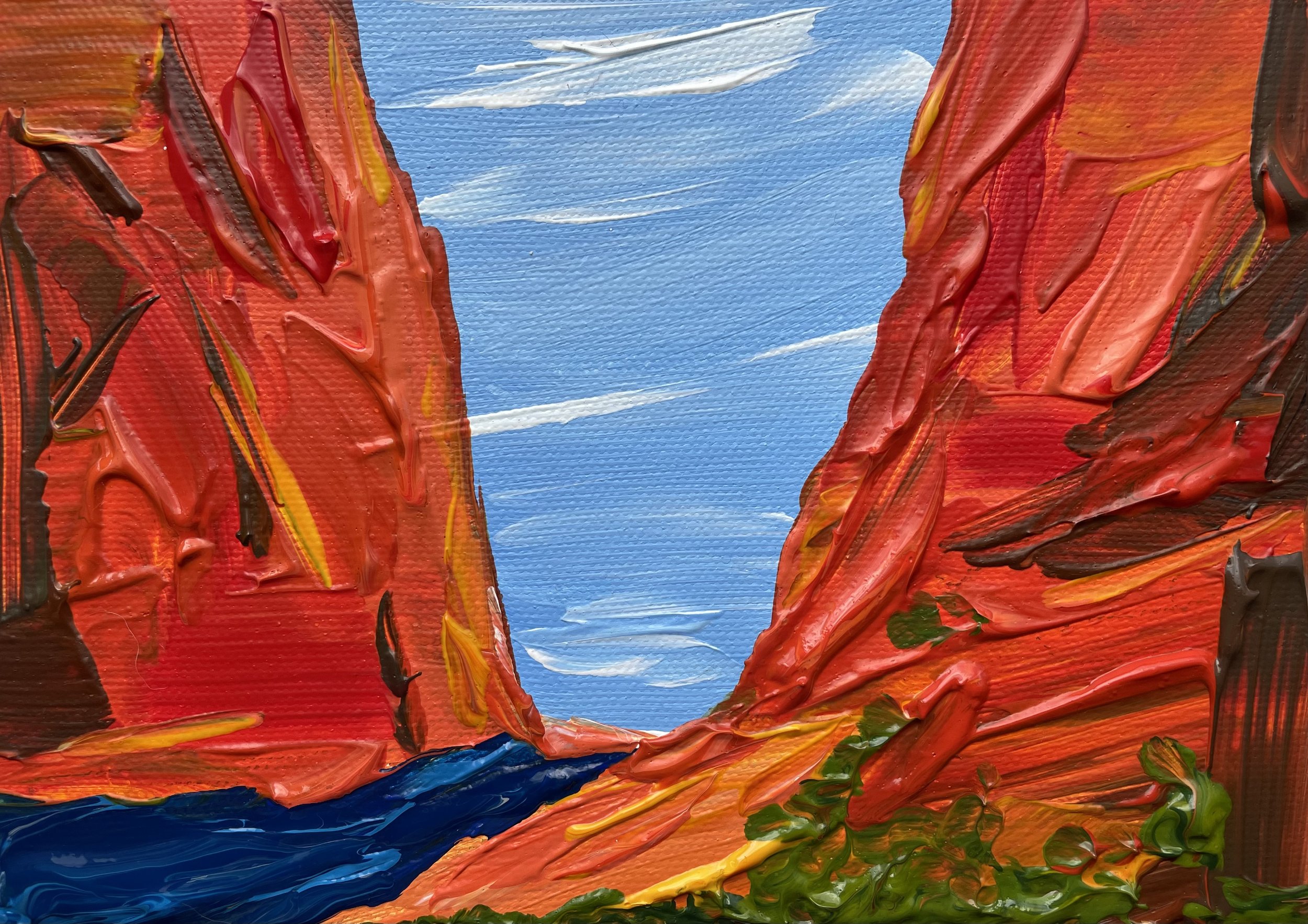 Little River in a Canyon, Acrylic on Canvas Board, 5 x 7 inches, Sold in Breckenridge, CO.