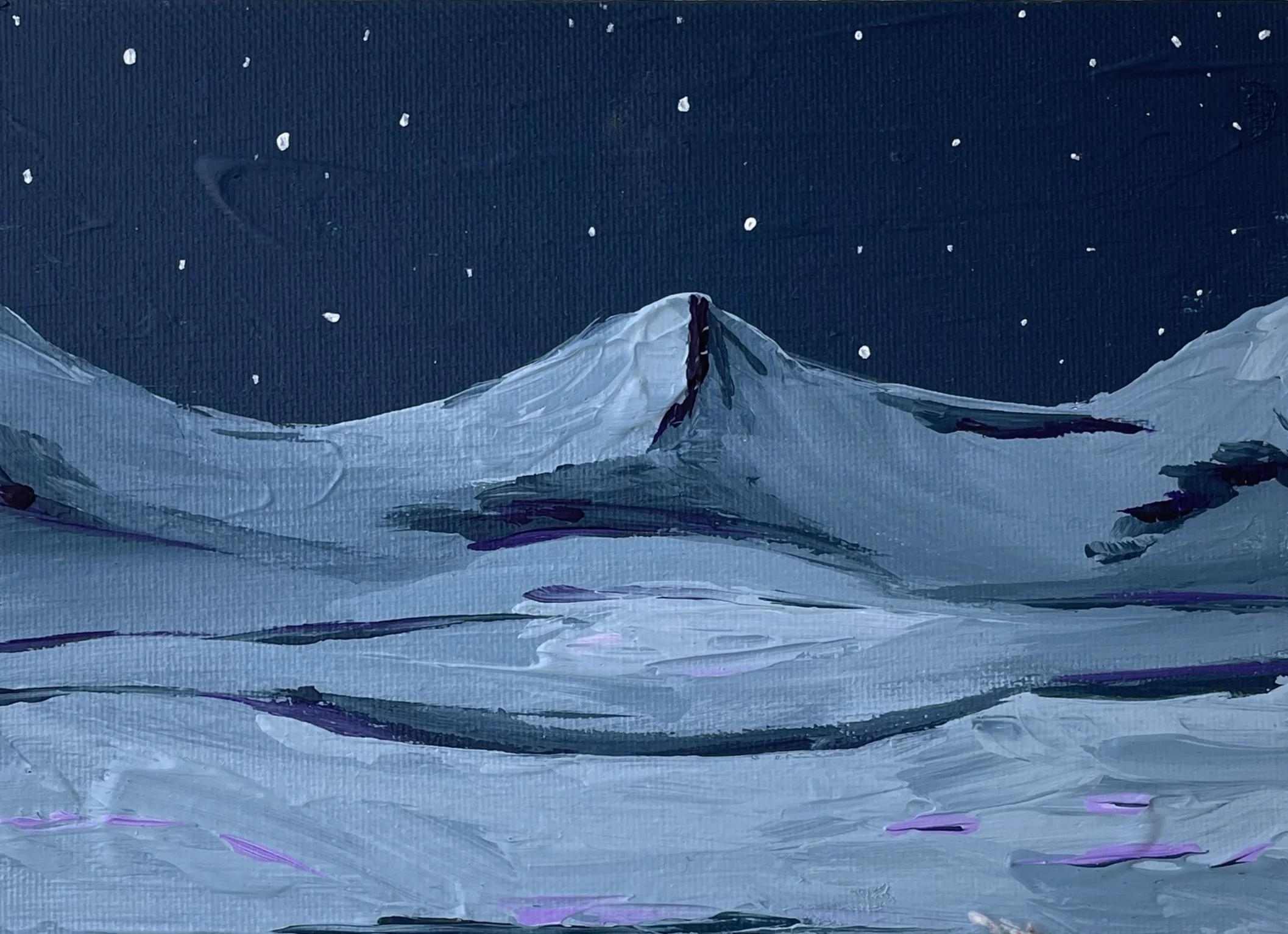 Peak 8 in Blue, Acrylic on Canvas Board, 5 x 7 inches, January 2022. Held in private collection in Texas. 