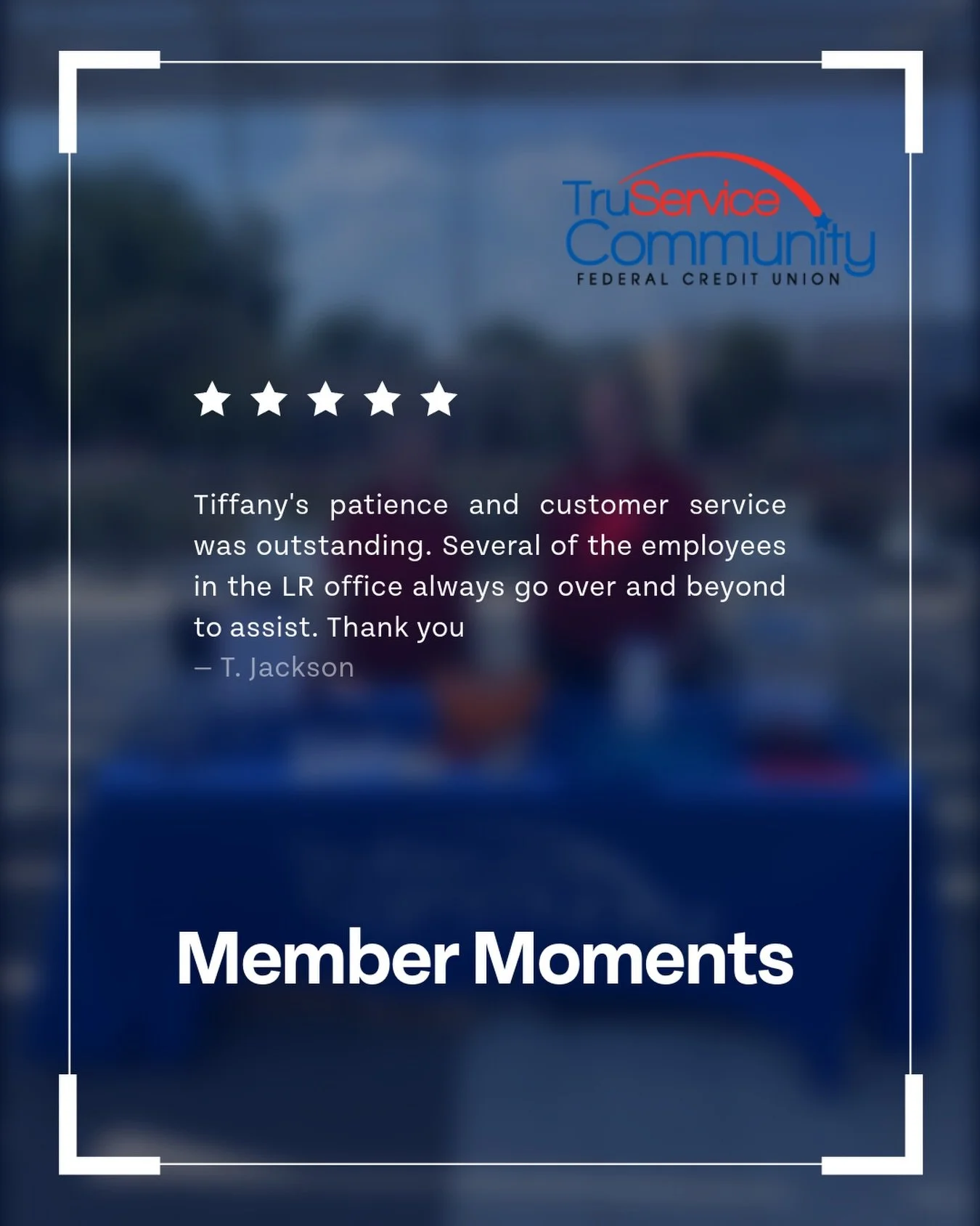 Your good news is our good news 💙

We love hearing how our team is making a difference for the people we serve. Recently, Tiffany spent nearly 40 minutes with a member, patiently walking them through remote deposits and making sure they felt confide