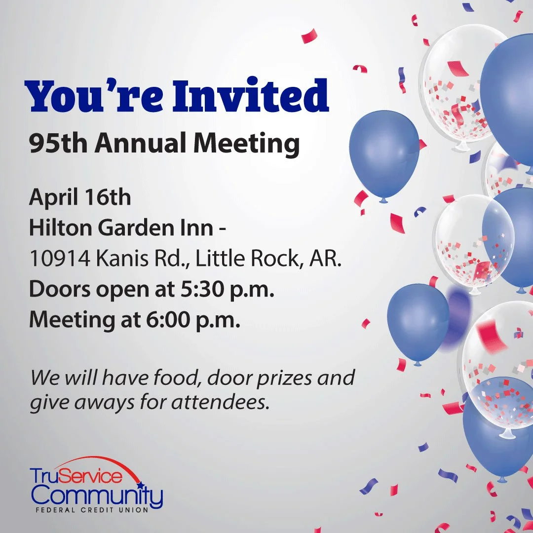 You're invited to our 95th Annual Meeting! 

Join us on April 16 at the Hilton Garden Inn as we celebrate 95 years of TruService. And, you won't want to miss these door prizes!