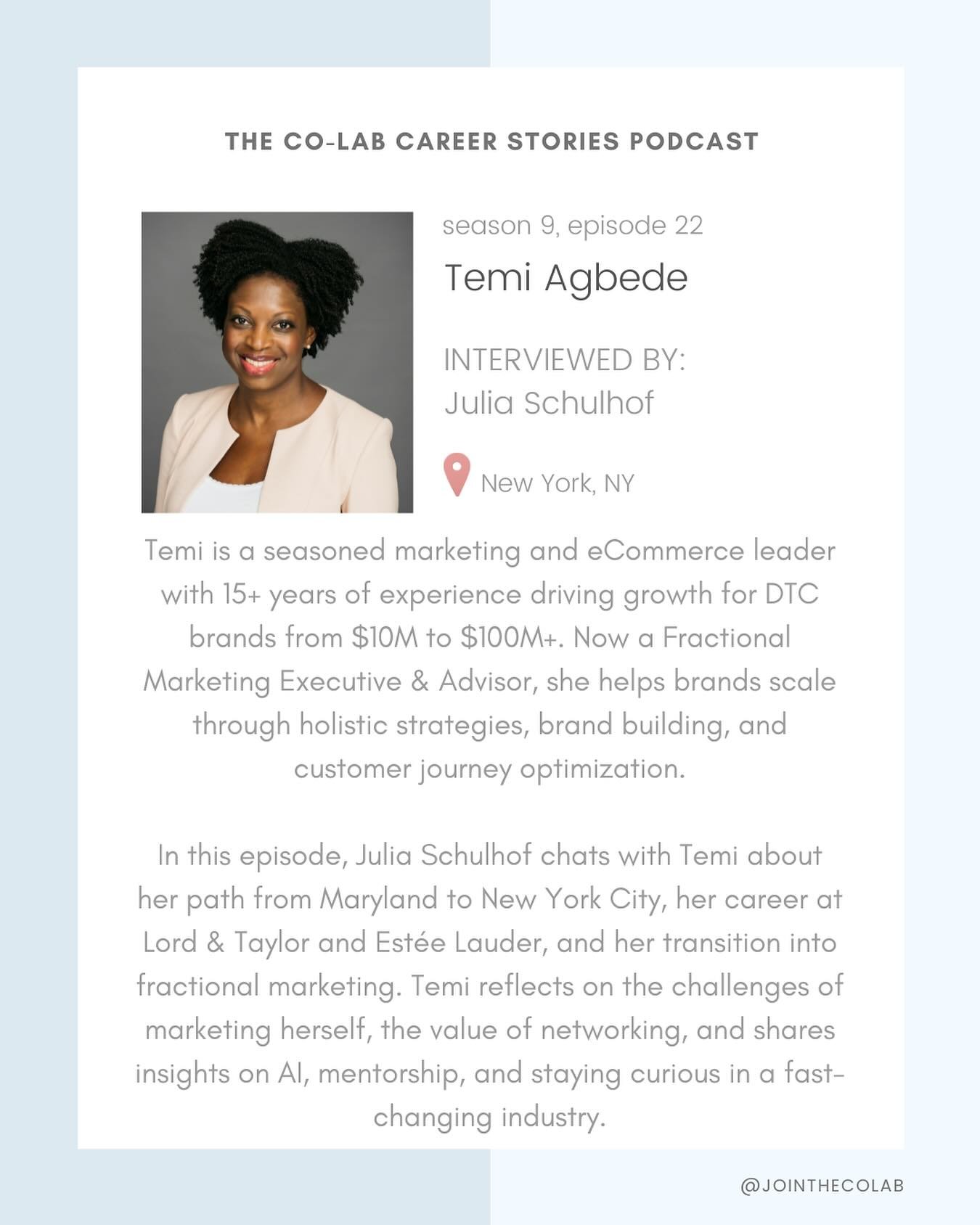 This is an excellent episode of the @jointhecolab career stories podcast featuring fractional marketing executive Temi Agbede, interviewed by fellow member @screamerina #careers #marketing