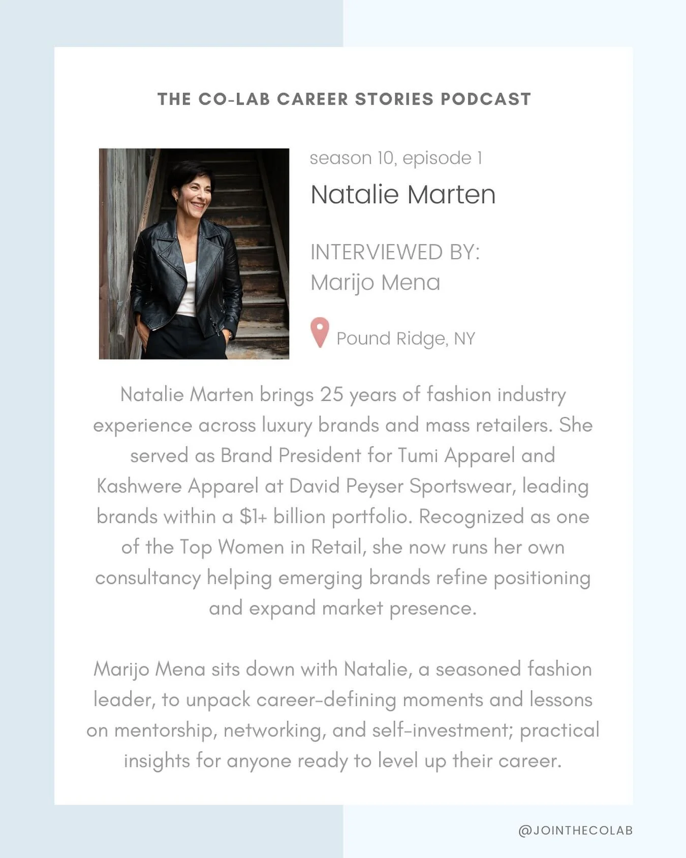 Meet Natalie Marten this week on the @jointhecolab career stories podcast #linkinstory