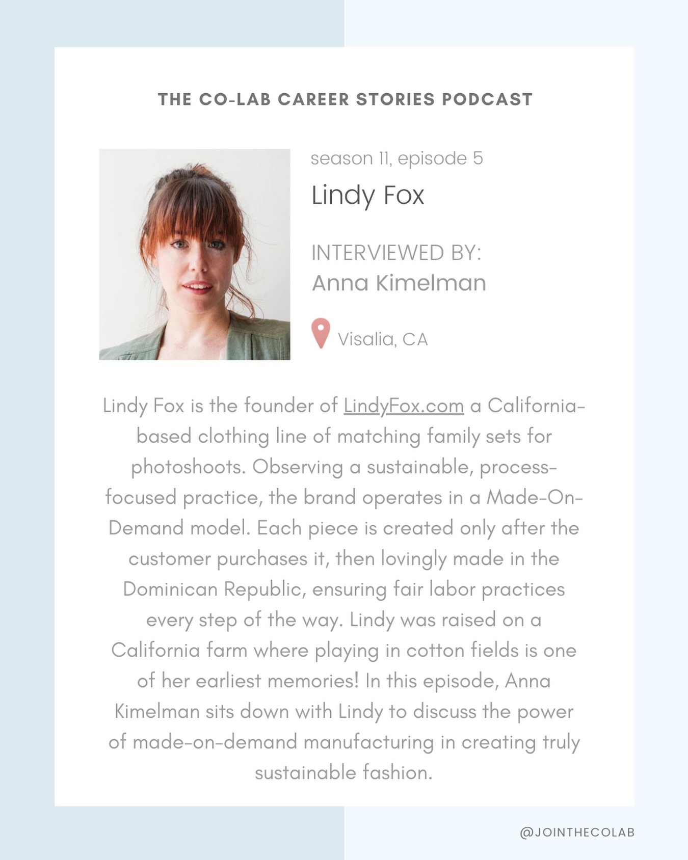 If you&rsquo;ve ever wondered what it looks like to build a fashion brand that&rsquo;s gentle on people and the planet, this one&rsquo;s for you.

On this week&rsquo;s Career Stories episode, @annakimelman talks with @lindy__fox , founder of LindyFox