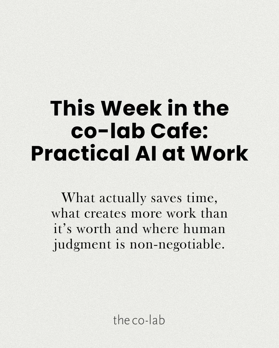 Practical AI at work, not in theory.

This week in Co-Lab Caf&eacute;, we hosted Practical AI at Work with @melissa_cary_ , a real estate portfolio manager at Warby Parker.

Melissa started on the shop floor as a personal stylist at J. Crew, moved in