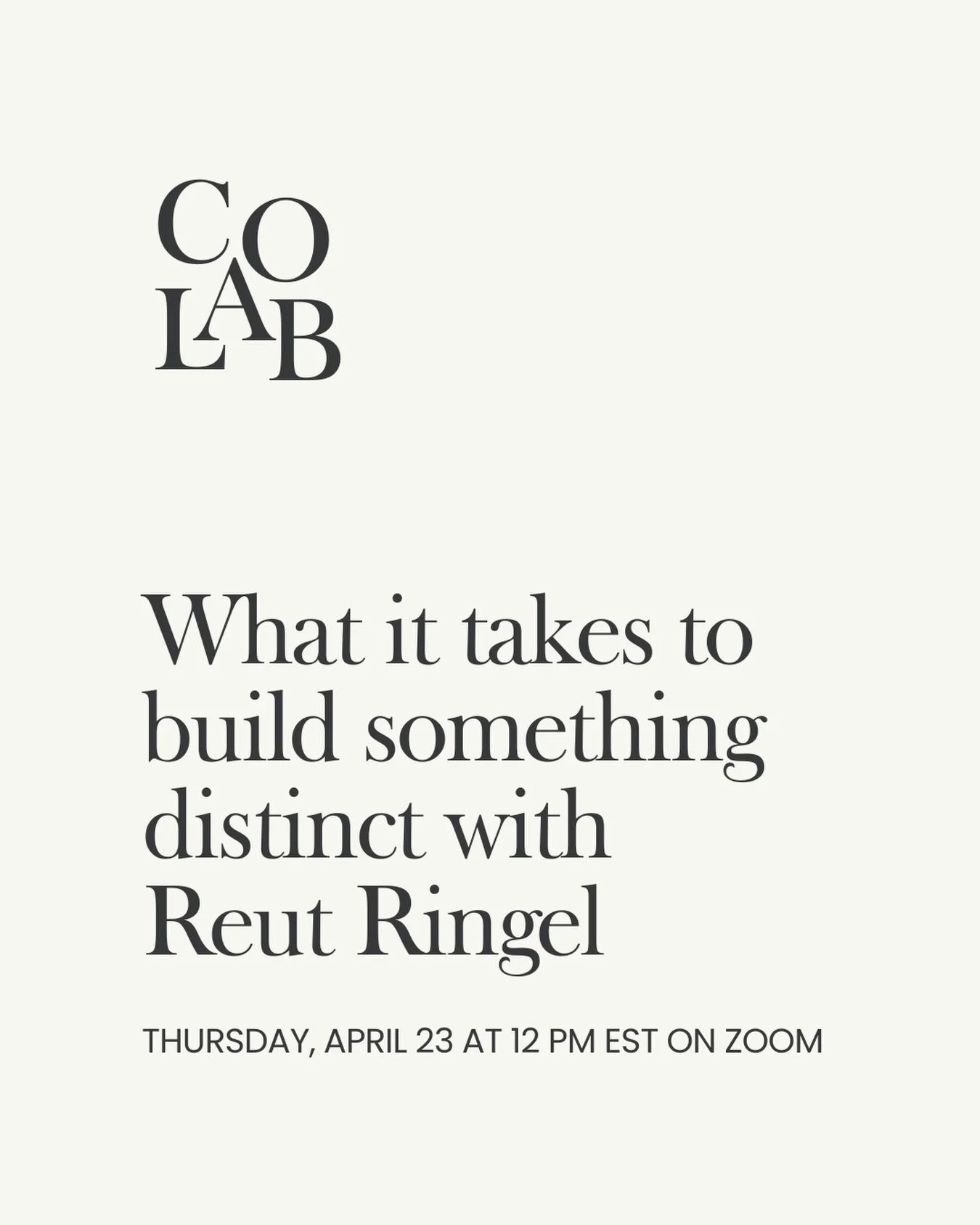 Join us for Caf&eacute; co-lab: Brand Spotlight with @reutringel 
Thursday, April 23
12:00 to 1:00 PM ET

This week, we are in conversation with Reut Ringel, founder and creative director of her New York fine jewelry house @reutnewyork .

Her work br