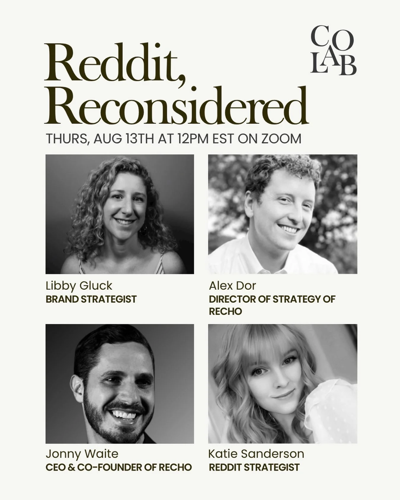 Can&rsquo;t wait to learn everything about Reddit! Thanks @libbyg718 for bringing this fantastic panel to @jointhecolab ✨ Want to join? Sign up here for membership jointhecolab.com