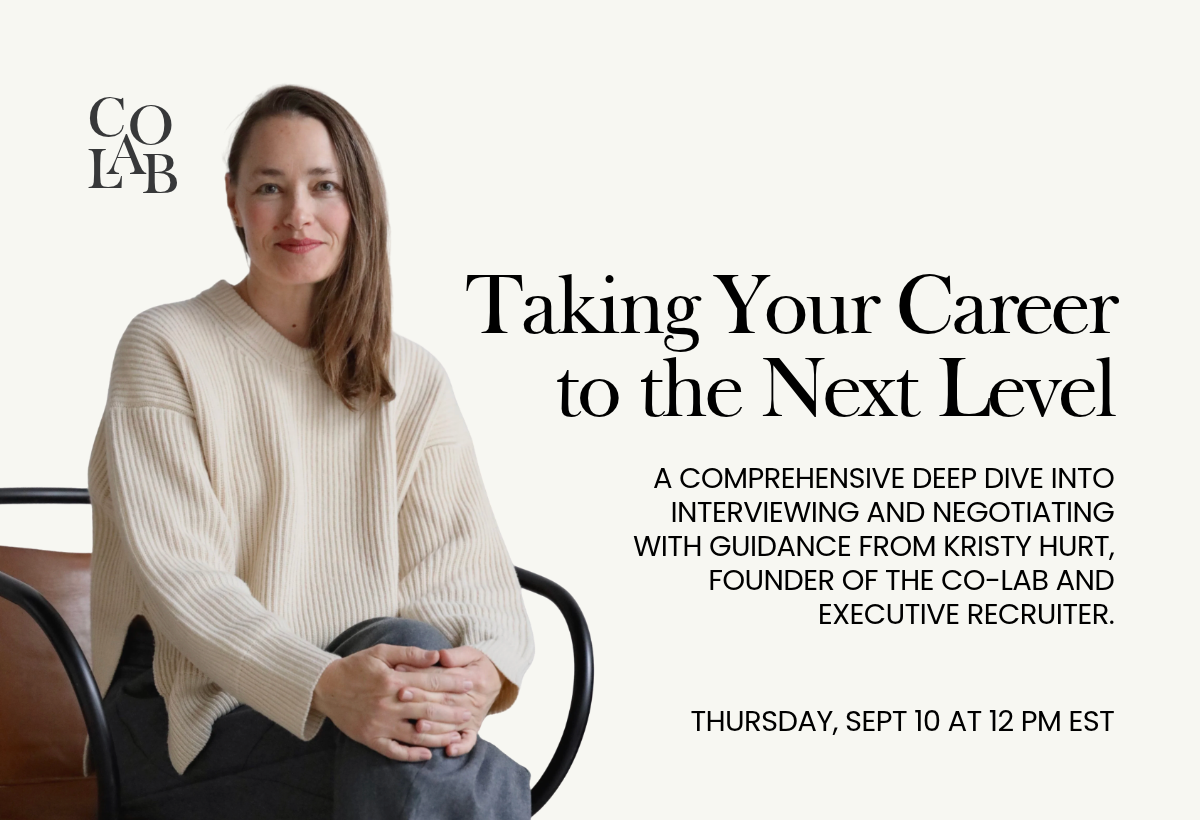 Café co-lab: Taking Your Career to the Next Level: Interviewing and Salary Negotiation Tips with Kristy Hurt, Founder of the co-lab