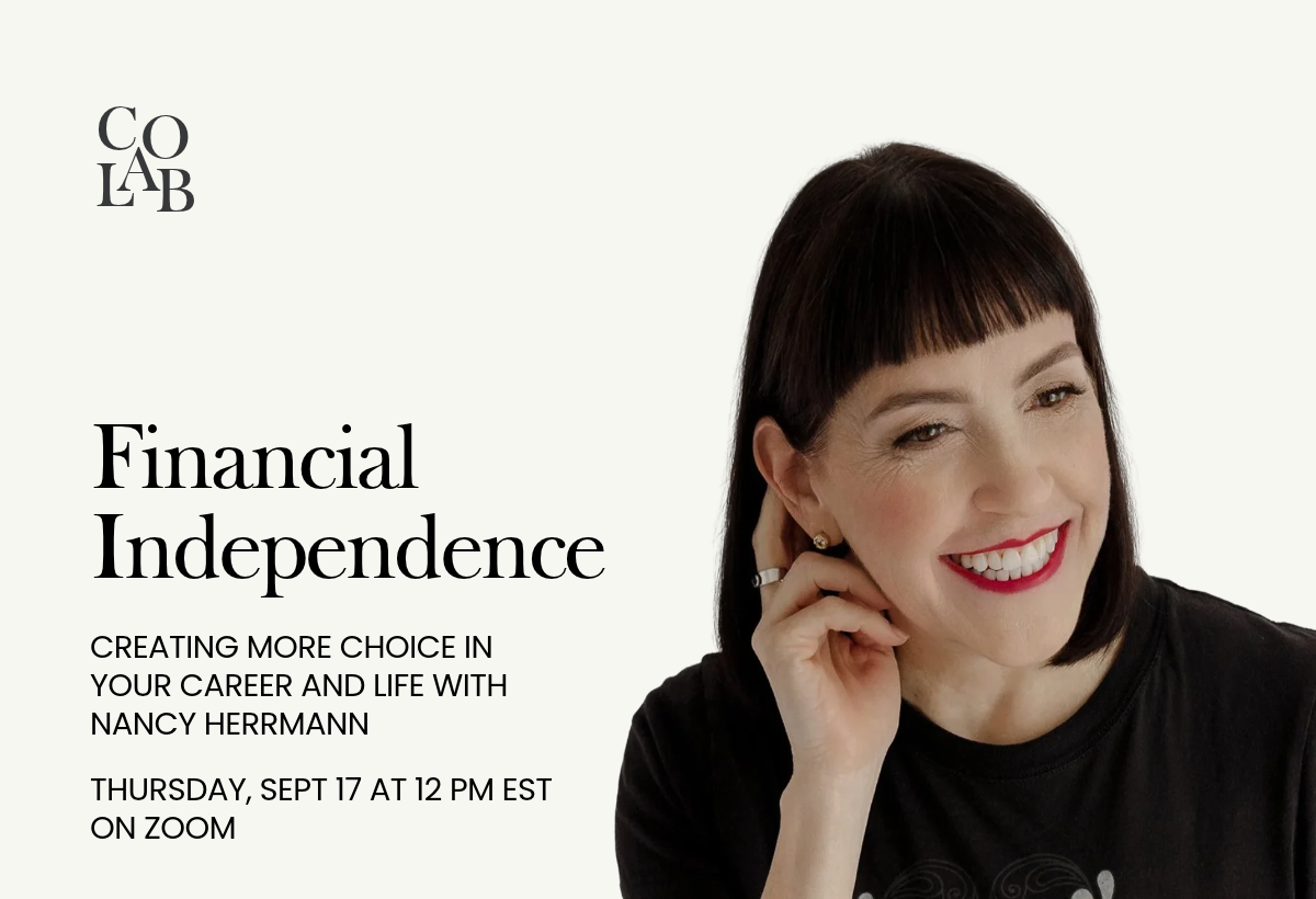 Café co-lab: Financial Independence with co-lab member Nancy Herrmann