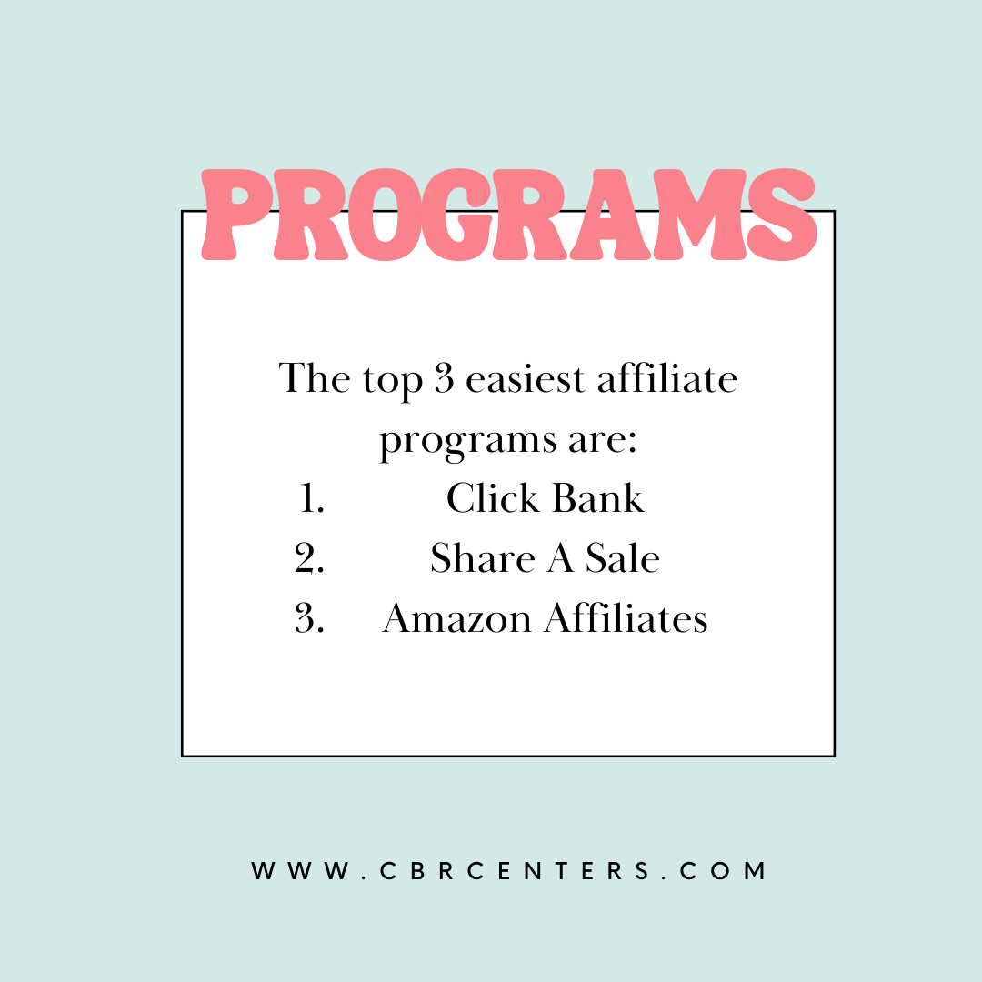 Affiliate programs-top 3 easiest affiliate programs. Click Bank, Share A Sale, Amazon Affiliates