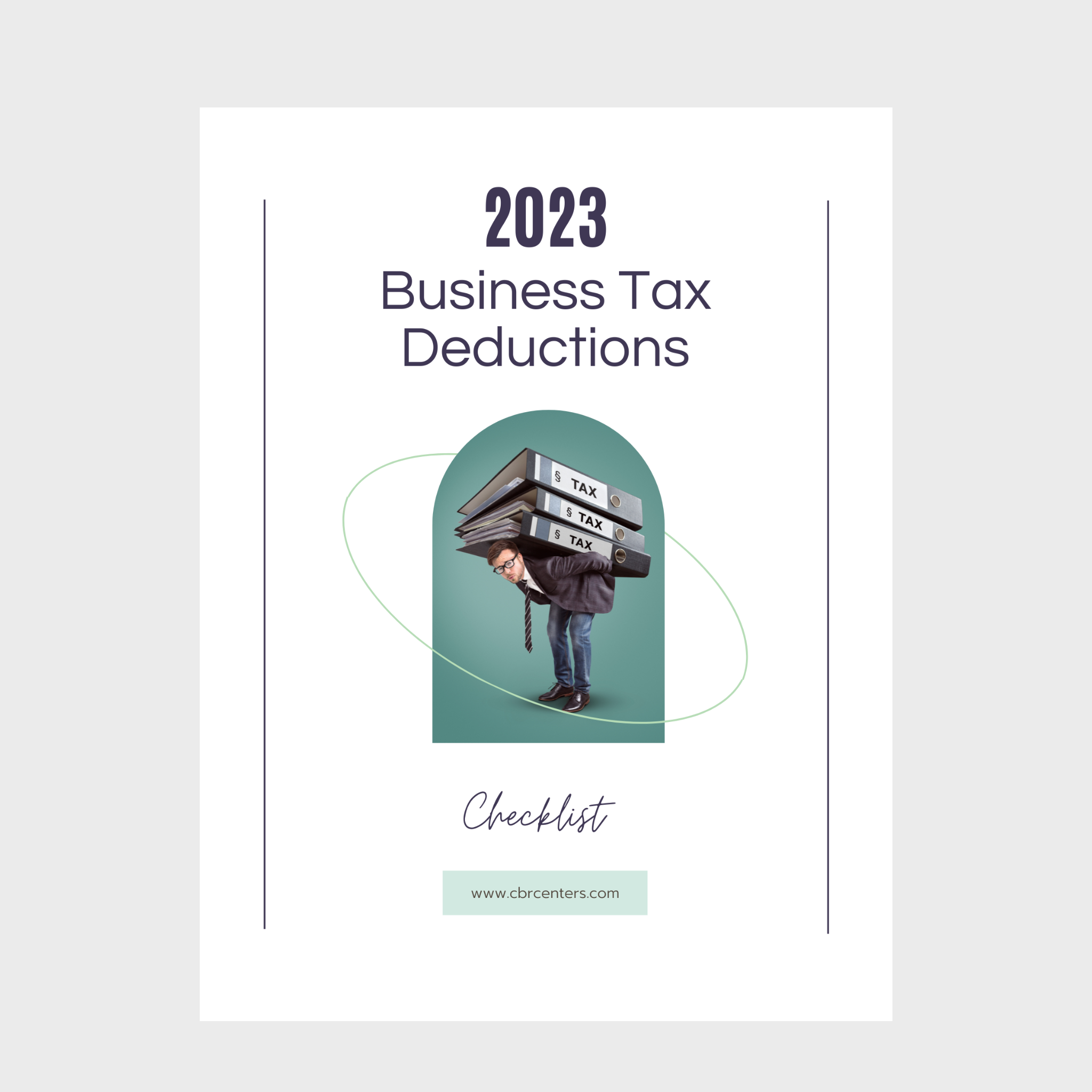 2023 business tax deductions checklist. guy in suit holding heavy tax books