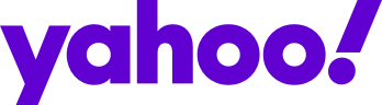 The word Yahoo followed by an exclamation point in neon purple